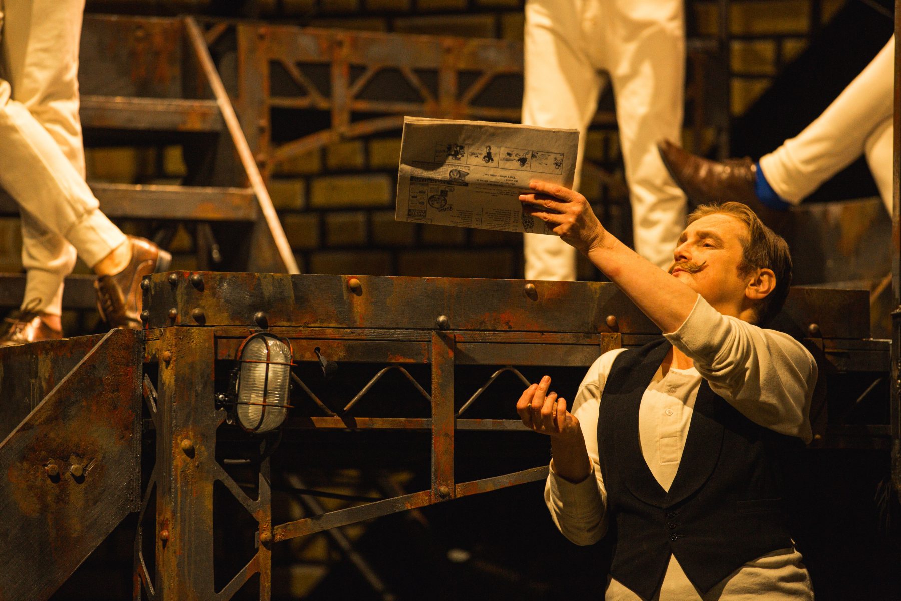 The structure was wood painted to look like rusting metal