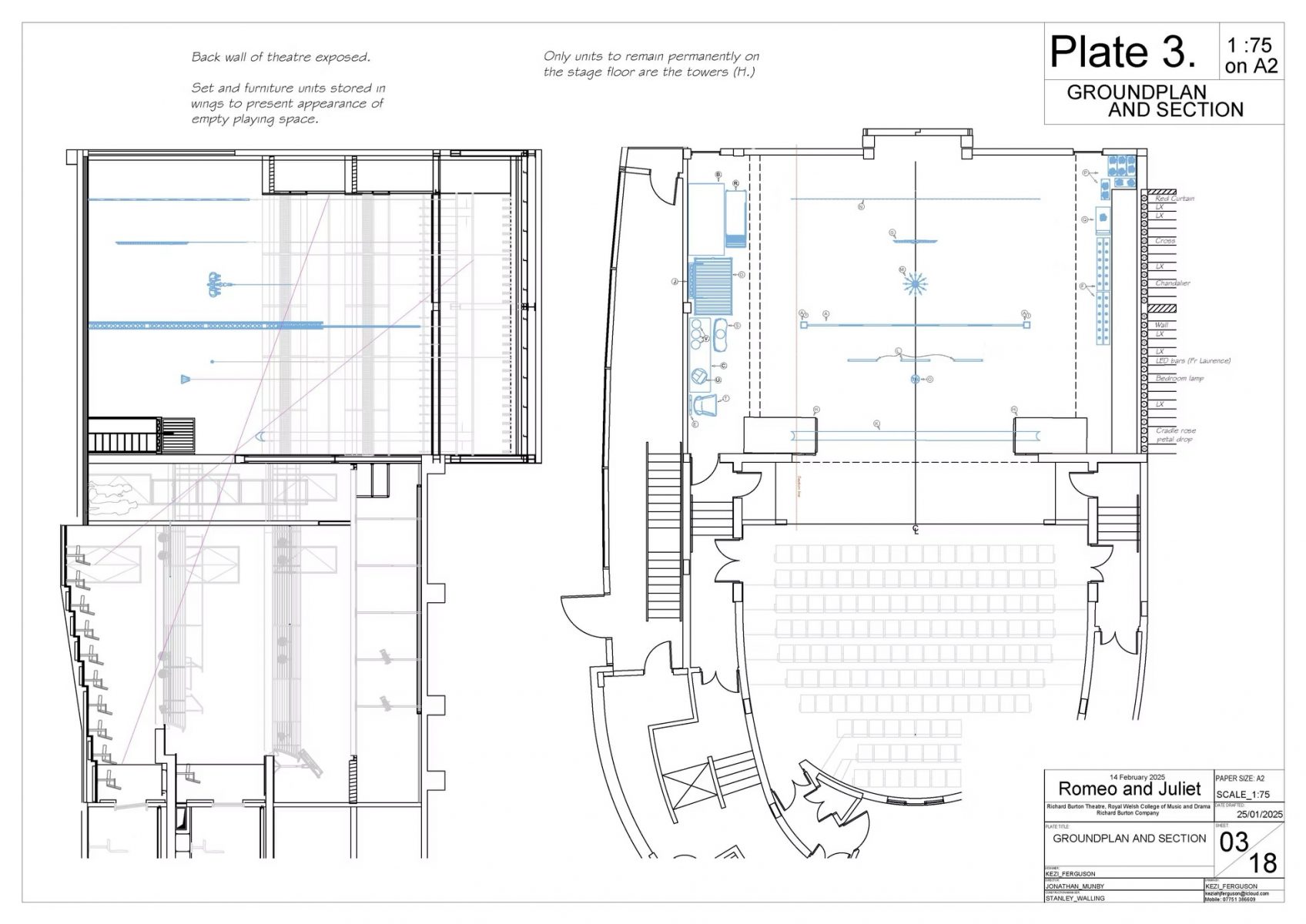 Set Design drafting. Romeo and Juliet 